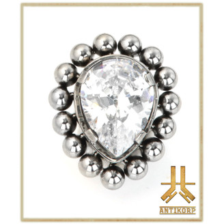 Triple Cabochon Titane Opale Strass