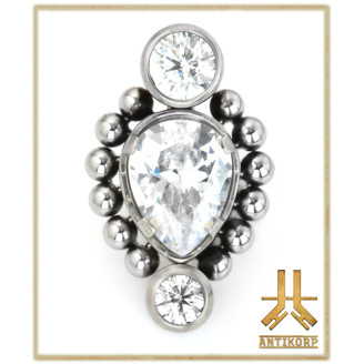 Triple Cabochon Titane Opale Strass