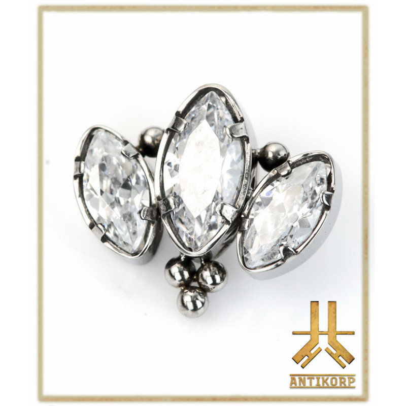 Triple Cabochon Titane Opale Strass