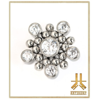 Triple Cabochon Titane Opale Strass