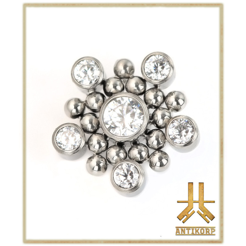 Triple Cabochon Titane Opale Strass