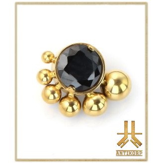 Triple Cabochon Titane Opale Strass