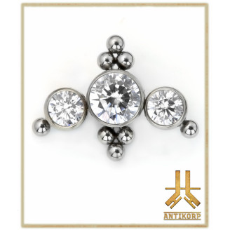 Triple Cabochon Titane Opale Strass