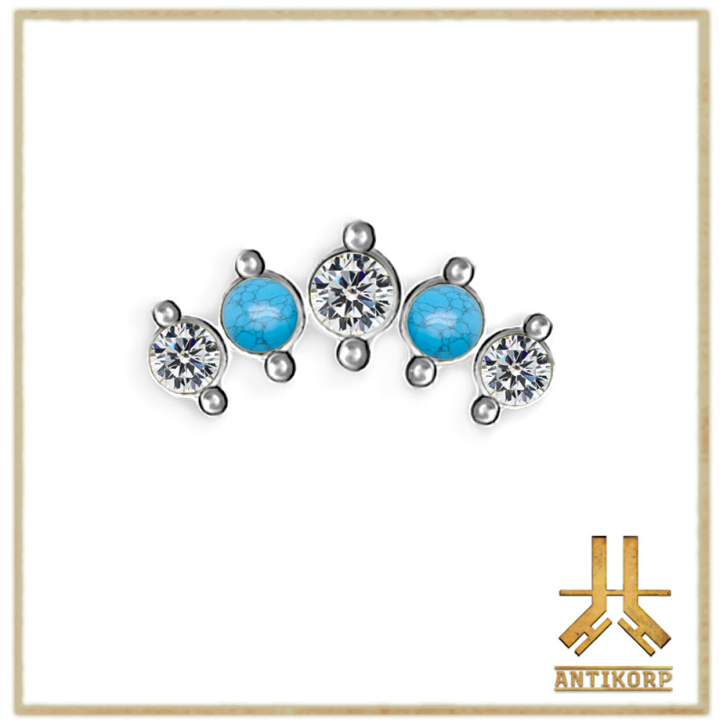 Triple Cabochon Titane Opale Strass