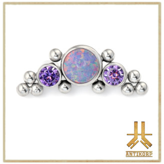 Triple Cabochon Titane Opale Strass
