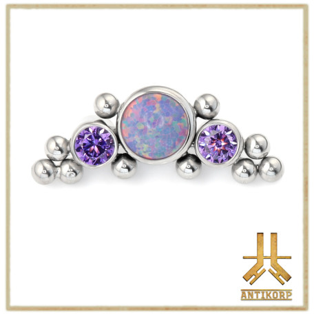 Triple Cabochon Titane Opale Strass