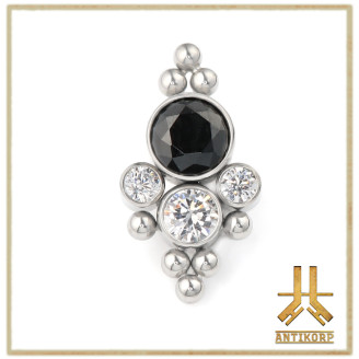Triple Cabochon Titane Opale Strass