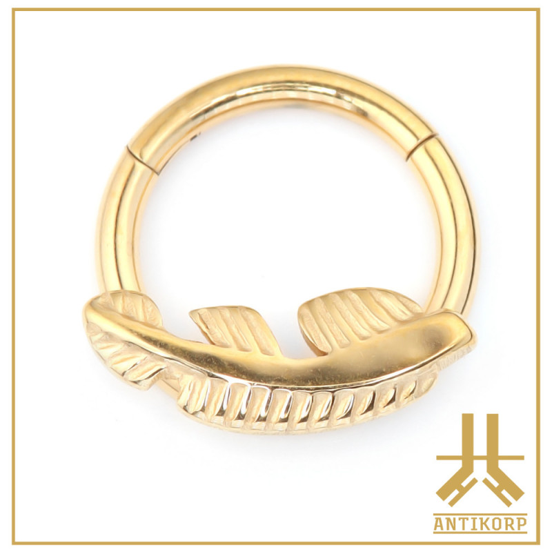 Anneau Clicker Titane F136 PVD Gold Plume