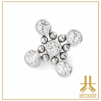 Triple Cabochon Titane Opale Strass