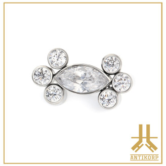Triple Cabochon Titane Opale Strass