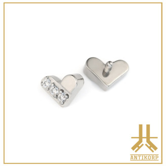 Embout Titane F136 Half Jeweled Heart interne