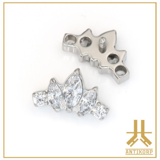 Triple Cabochon Titane Opale Strass