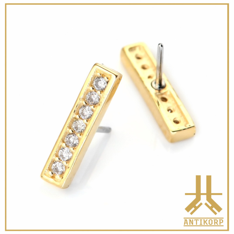 Embout Baguette 7 Strass Or 14K Threadless