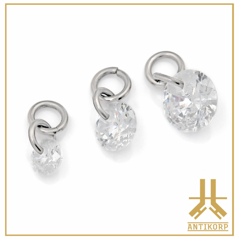 Pendant Charms Titane Strass Rond