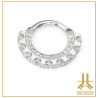 Anneau Clicker Titane Fleur Strass Front