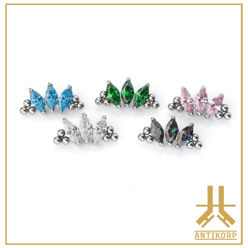 Triple Cabochon Titane Opale Strass