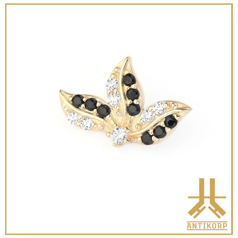 Embout Or 14K Triple Feuille Vissage Interne