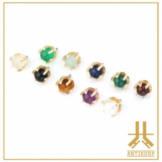 Embout Or 14K Pierre Naturelle Griffée Vissage Interne