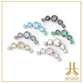 Triple Cabochon Titane Opale Strass