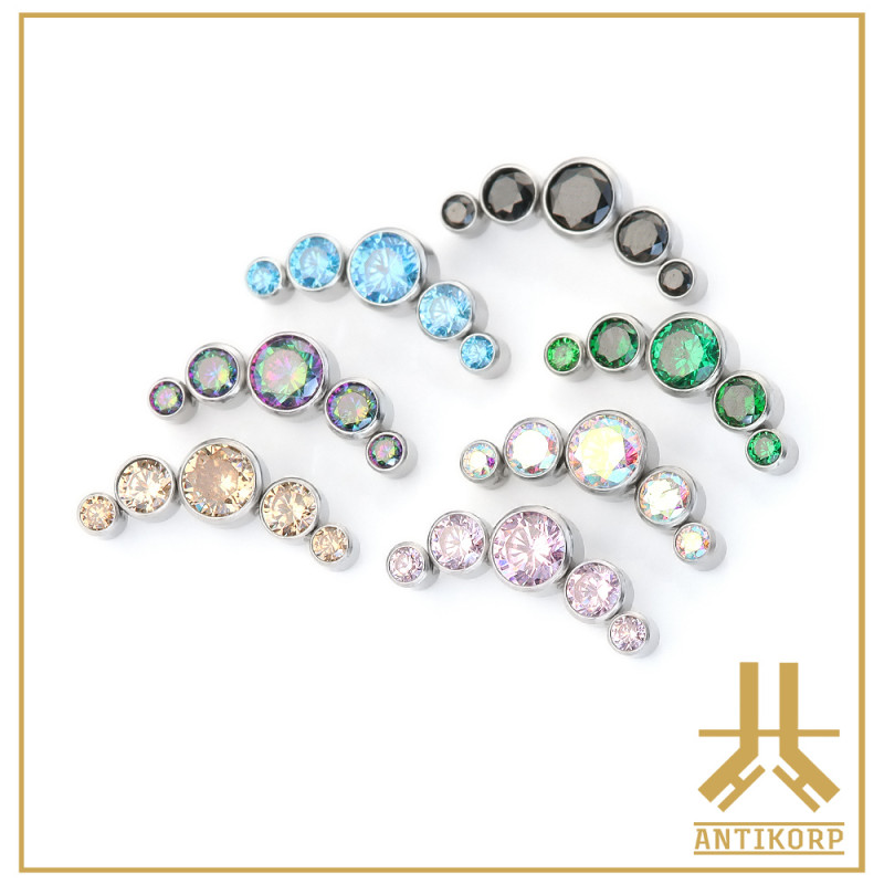 Triple Cabochon Titane Opale Strass