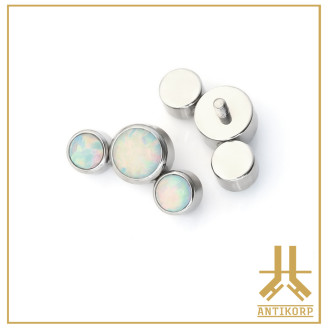 Triple Cabochon Titane Opale Strass