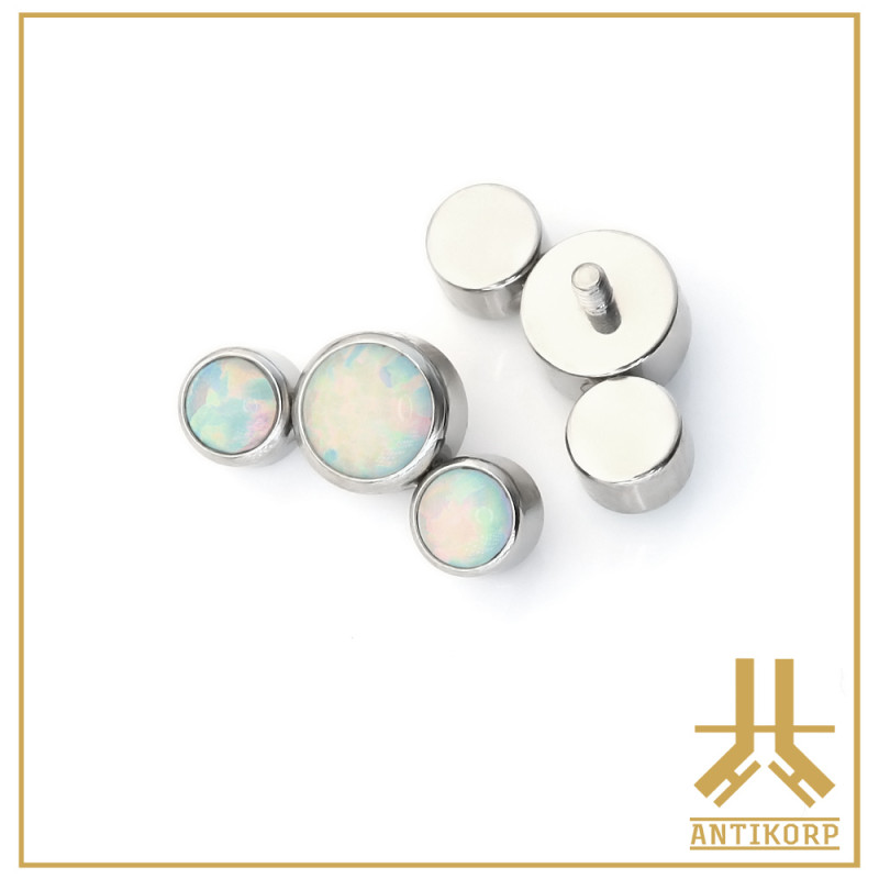 Triple Cabochon Titane Opale Strass