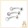 Labret Courbé Titane F136 Strass 1,6mm Vissage Interne