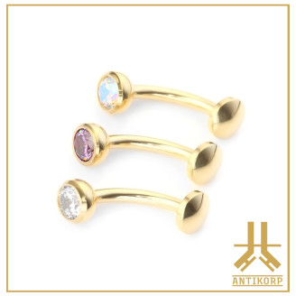 Labret Courbé Titane F136 Strass 1,6mm Vissage Interne