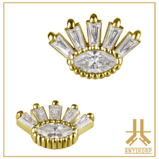 Tête Or 18K Pétale Strass Swarovski