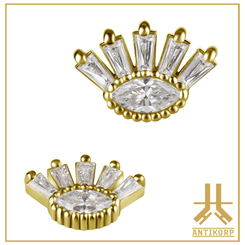 Tête Or 18K Crown Strass n144