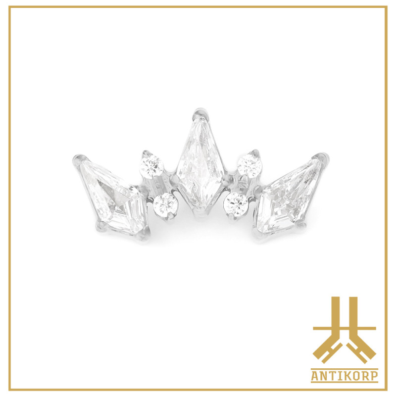 Embout Titane F136 3 Diamonds Cut Crown Diadem