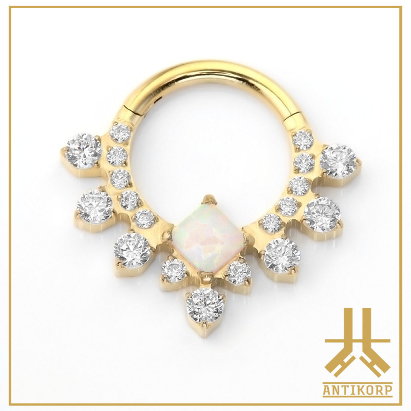 Anneau Clicker Titane F136 PVD Gold Moolt V2 Opale