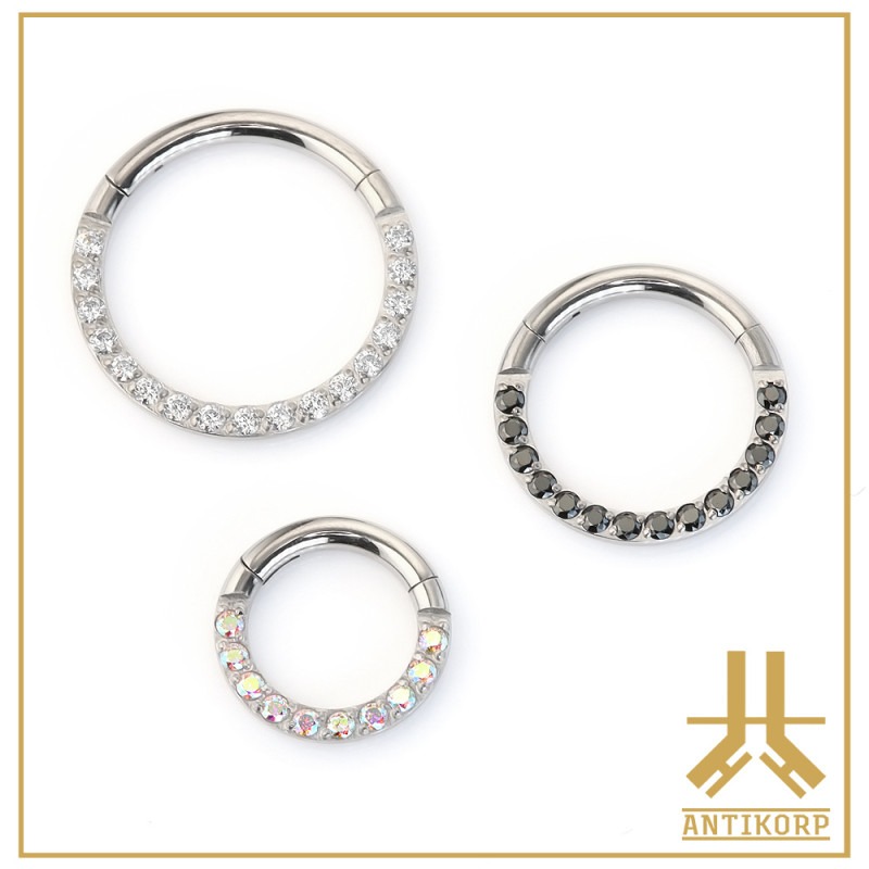 Anneau Clicker Titane F136 Front Strass