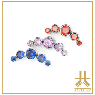 Triple Cabochon Titane Opale Strass