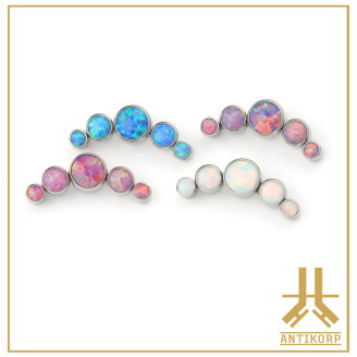 Triple Cabochon Titane Opale Strass