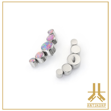 Triple Cabochon Titane Opale Strass