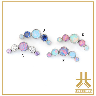 Triple Cabochon Titane Opale Strass