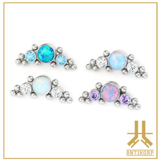 Triple Cabochon Titane Opale Strass