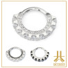 Anneau Clicker Titane Fleur Strass Front
