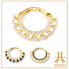 Anneau Clicker Titane Fleur Strass Front