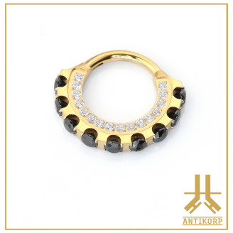 Anneau Clicker Titane Fleur Strass Front