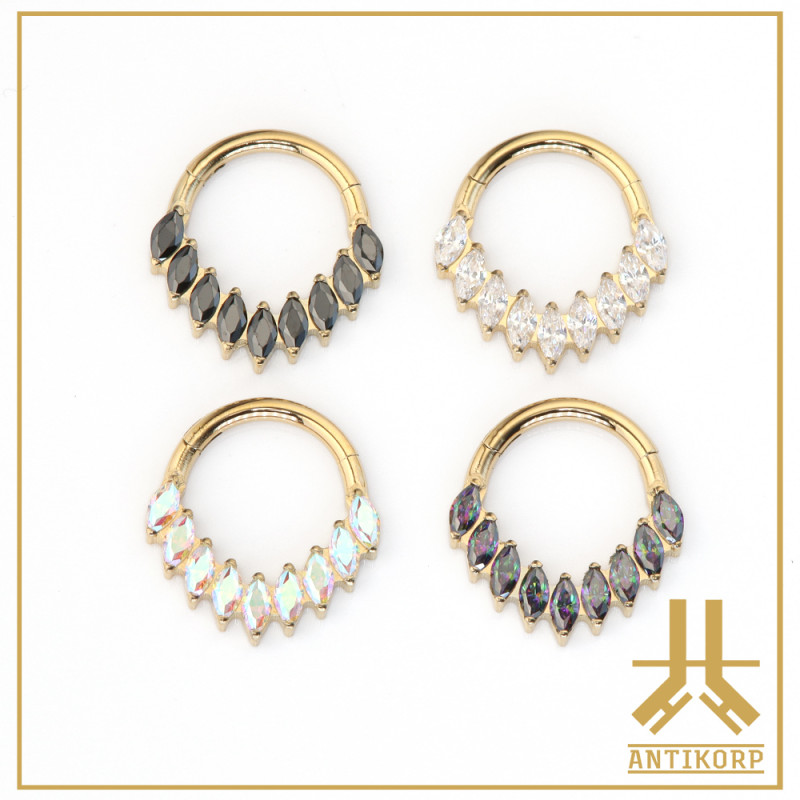 Anneau Clicker Titane F136 PVD Gold Rainy