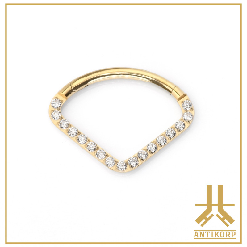 Anneau Clicker Titane F136 PVD Gold Jeweled Quarter