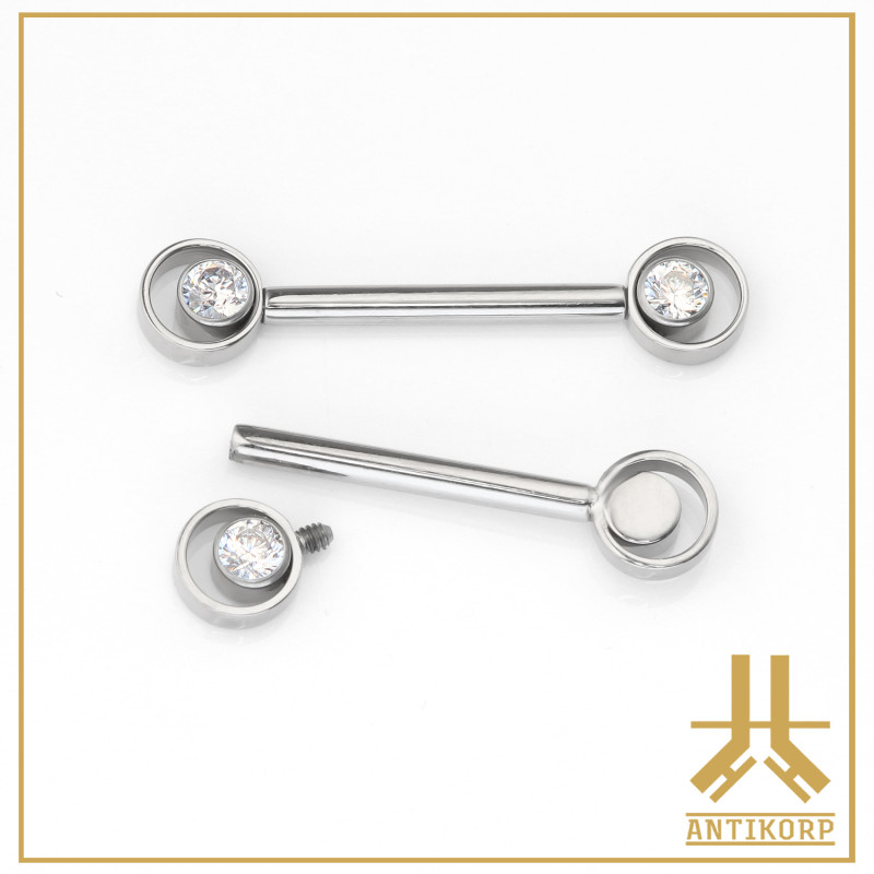 Barbell Téton Titane F136 Clusters Strass