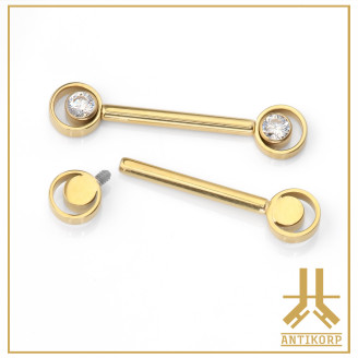 Barbell Téton Titane F136 PVD Gold Interne Circly