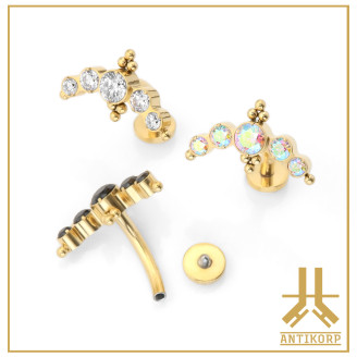 Labret Courbé Titane F136 Strass 1,6mm Vissage Interne