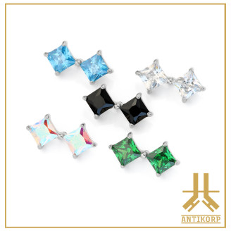 Triple Cabochon Titane Opale Strass