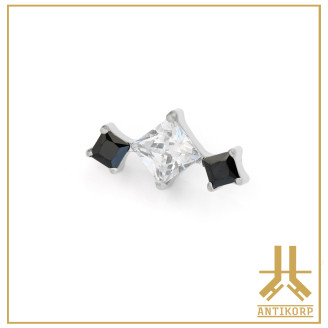 Triple Cabochon Titane Opale Strass