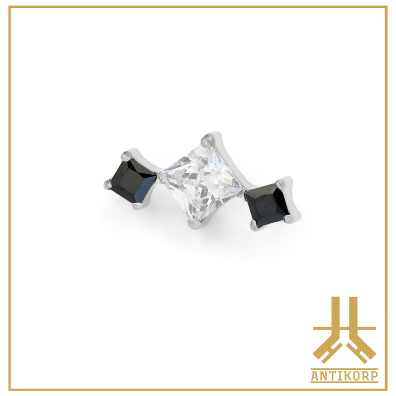 Triple Cabochon Titane Opale Strass