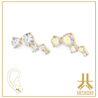 Triple Cabochon Titane Opale Strass